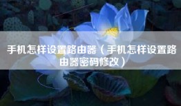 手机怎样设置路由器（手机怎样设置路由器密码修改）