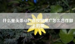 什么是头条AD广告投放推广怎么合作做上的呢