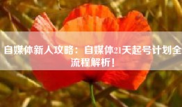 自媒体新人攻略：自媒体21天起号计划全流程解析！