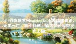2018谷歌搜索榜Google Thai十大热搜泰剧：天生一对，妻不择食，酒店风云等电视剧上榜