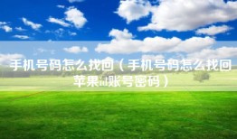 手机号码怎么找回（手机号码怎么找回苹果id账号密码）