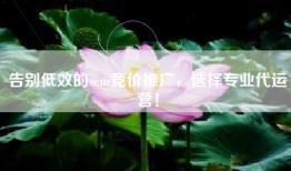 告别低效的sem竞价推广，选择专业代运营！