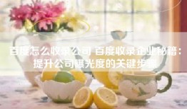百度怎么收录公司 百度收录企业秘籍：提升公司曝光度的关键步骤