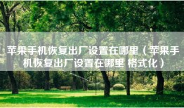 苹果手机恢复出厂设置在哪里（苹果手机恢复出厂设置在哪里 格式化）