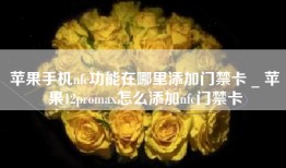 苹果手机nfc功能在哪里添加门禁卡 _ 苹果12promax怎么添加nfc门禁卡