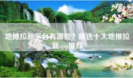 地摊拉新平台有哪些？精选十大地推拉新app推荐