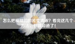 怎么把模糊的图片变清晰？看完这几个方法，你就知道了！