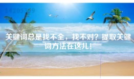 关键词总是找不全，找不对？提取关键词方法在这儿！