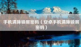 手机清除锁屏密码(安卓手机清除锁屏密码)