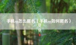 手机qq怎么匿名（手机qq如何匿名）
