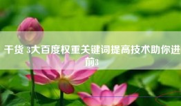干货 3大百度权重关键词提高技术助你进前3