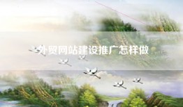 外贸网站建设推广怎样做