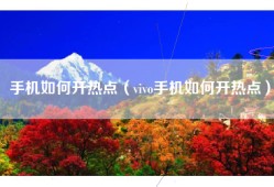 手机如何开热点（vivo手机如何开热点）