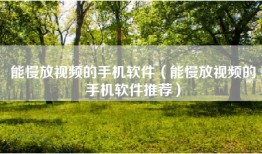 能慢放视频的手机软件（能慢放视频的手机软件推荐）