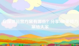 自媒体运营方案有哪些？分享8种策略方案给大家