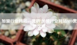 加盟行业网站seo营销 加盟行业网站SEO营销攻略