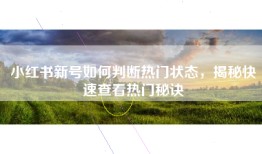 小红书新号如何判断热门状态，揭秘快速查看热门秘诀