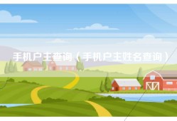 手机户主查询（手机户主姓名查询）