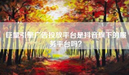 巨量引擎广告投放平台是抖音旗下的服务平台吗？