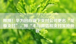 刚刚！华为回应旗下支付公司更名“花瓣支付”，称“不与微信和支付宝抢份额”