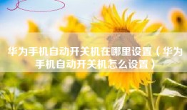 华为手机自动开关机在哪里设置（华为手机自动开关机怎么设置）