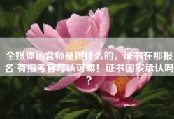 全媒体运营师是做什么的，证书在那报名 有报考官方认可嘛！证书国家承认吗？