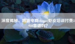 深度揭秘、跨境电商shopee虾皮培训付费3980靠谱吗？