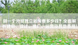 做一个外贸独立站需要多少钱？全面解析建站、设计、推广、运营及其他费用！