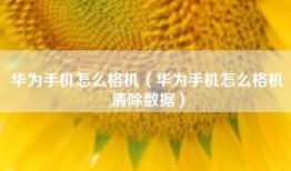 华为手机怎么格机（华为手机怎么格机清除数据）