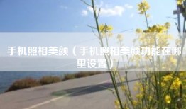 手机照相美颜（手机照相美颜功能在哪里设置）