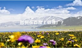 如何在百度上做推广？