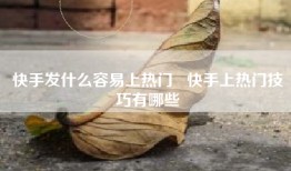 快手发什么容易上热门   快手上热门技巧有哪些