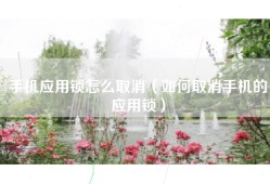 手机应用锁怎么取消（如何取消手机的应用锁）