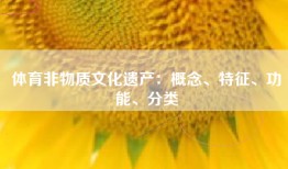 体育非物质文化遗产：概念、特征、功能、分类