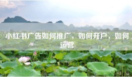 小红书广告如何推广，如何开户，如何运营