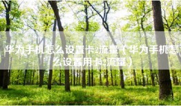 华为手机怎么设置卡2流量（华为手机怎么设置用卡2流量）