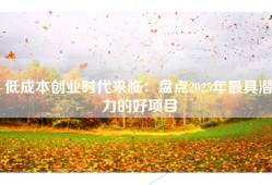 低成本创业时代来临：盘点2025年最具潜力的好项目