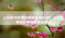 上海移动宽带的服务质量如何？选择宽带时应考虑哪些因素？