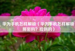 华为手机怎样解锁（华为手机怎样解锁屏密码？捡到的）