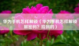 华为手机怎样解锁（华为手机怎样解锁屏密码？捡到的）