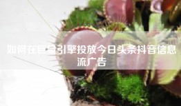 如何在巨量引擎投放今日头条抖音信息流广告