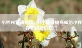 小程序营销秘籍：10个能够提高微信小程序访问量的窍门