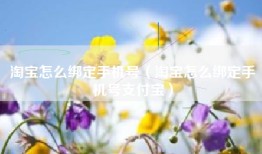 淘宝怎么绑定手机号（淘宝怎么绑定手机号支付宝）