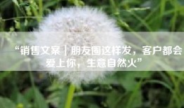 “销售文案｜朋友圈这样发，客户都会爱上你，生意自然火”