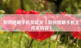 如何隐藏手机文件夹（如何隐藏手机文件夹内容）