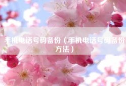 手机电话号码备份（手机电话号码备份方法）