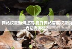网站权重如何提高-提升网站百度权重的方法有哪些？
