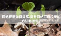网站权重如何提高-提升网站百度权重的方法有哪些？