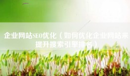 企业网站SEO优化（如何优化企业网站来提升搜索引擎排名）