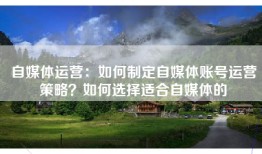 自媒体运营：如何制定自媒体账号运营策略？如何选择适合自媒体的